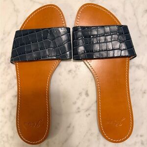 J. Crew Forest Green Croc-Embossed Sandals